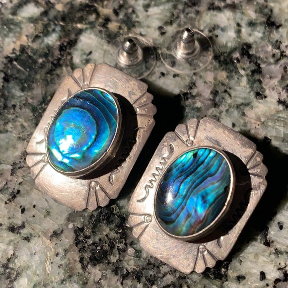 Vintage Native American Abalone Earrings - Picture 1 of 4